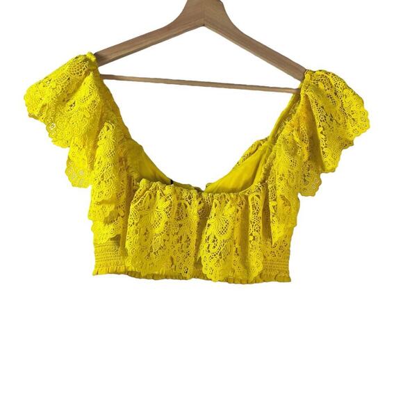 New Women’s Alice and Olivia Bleeker Embroidered Ruffle Crop Top Size S - Picture 5 of 7